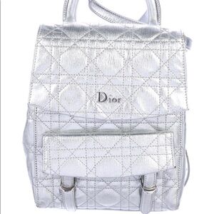 Christian Dior metallic mini quilted backpack